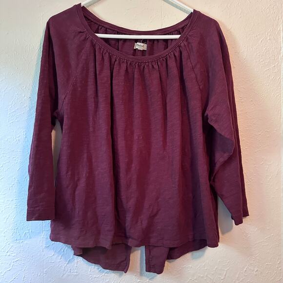 MADEWELL PURPLE 3/4 SLEEVE PEASANT TOP WITH BACK SLIT- SIZE S - Picture 1 of 8
